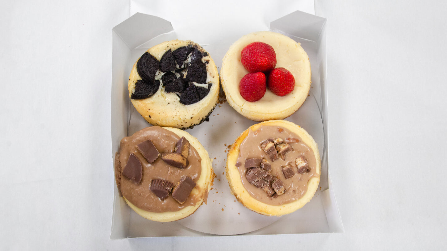 Four 10oz Mini Cheeecake sampler Giftbox